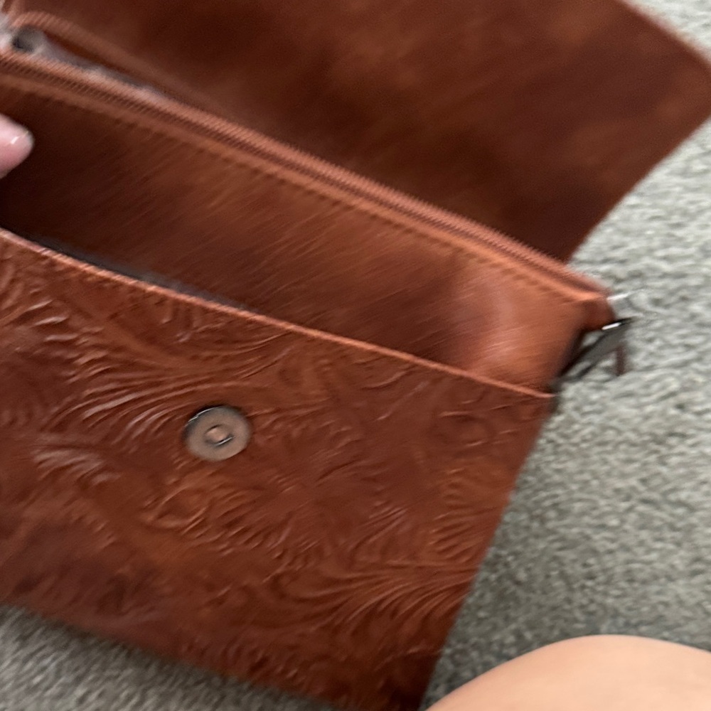Floral Embossed Tan Crossbody Bag - Picture 8 of 8